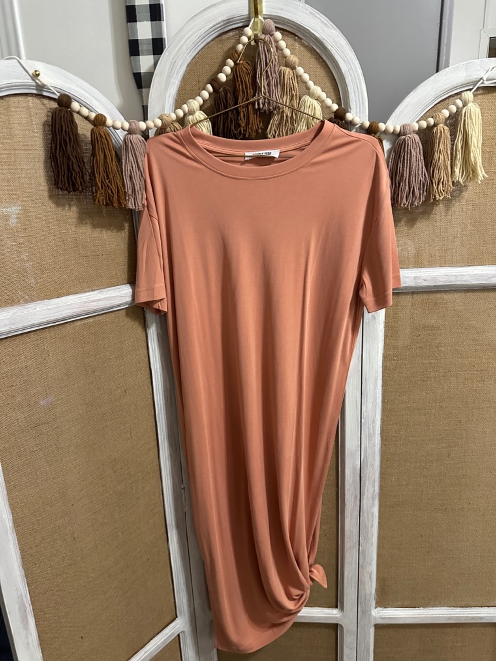 Double Zero Rusty Peach Short Sleeve Knit Dress